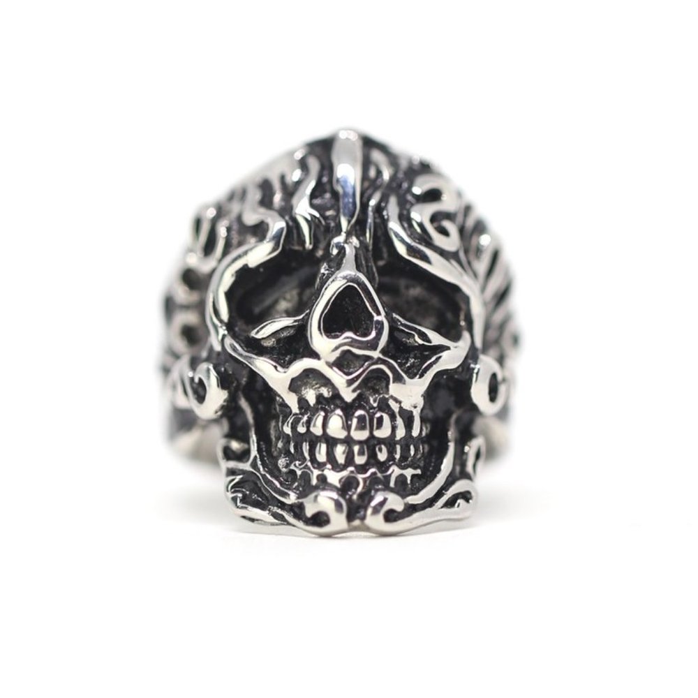 Flaming Skull Ring
